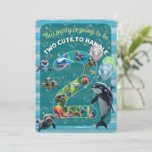 2 Cute 2 Handle Rounded Corner Birthday Invitation Einladung (Stehend Vorderseite)