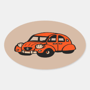 2 cv Oldtimer französisches Auto Ovaler Aufkleber