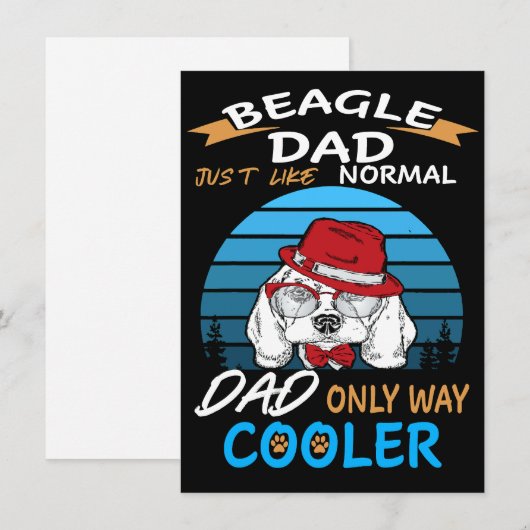2 Dad Beagle Dad Cooler Einladung (Vorne/Hinten)