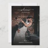 2 Dark Foto Wedding Welcome Letter Itinerary Card Einladung (Vorderseite)