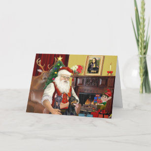 2 Doberman Pinschers vom Weihnachtsmann Feiertagskarte