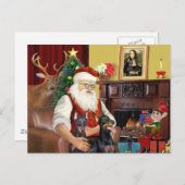 2 Doberman Pinschers vom Weihnachtsmann Feiertagspostkarte (Vorne/Hinten)