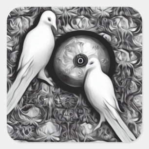 2 Doves Quadratischer Aufkleber