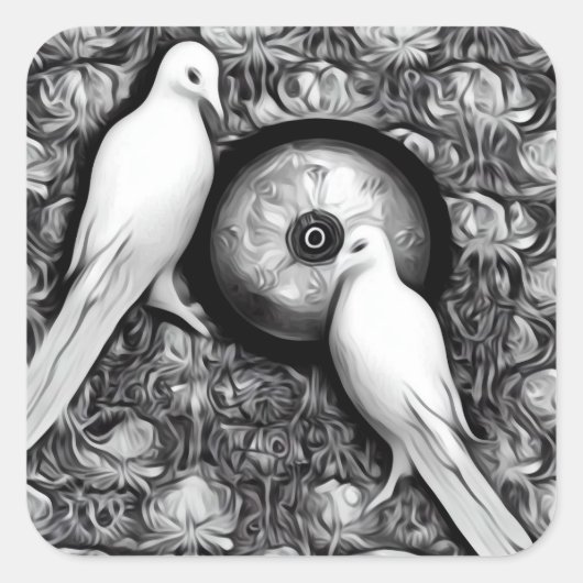 2 Doves Quadratischer Aufkleber (Vorderseite)
