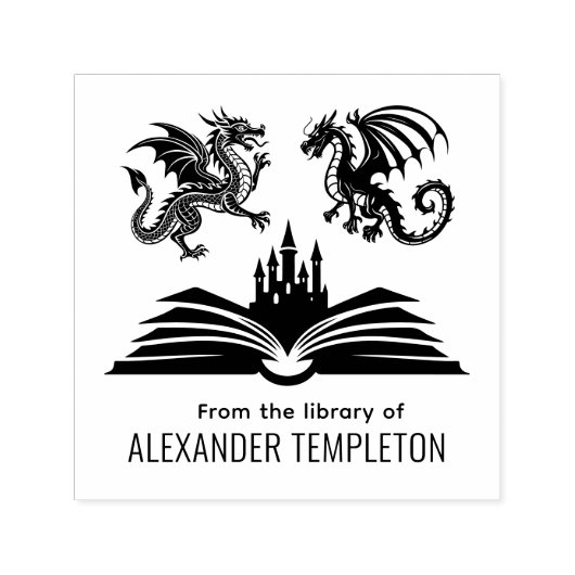 2 Dragons Book Castle From the Library of Name SQ Permastempel (Design)