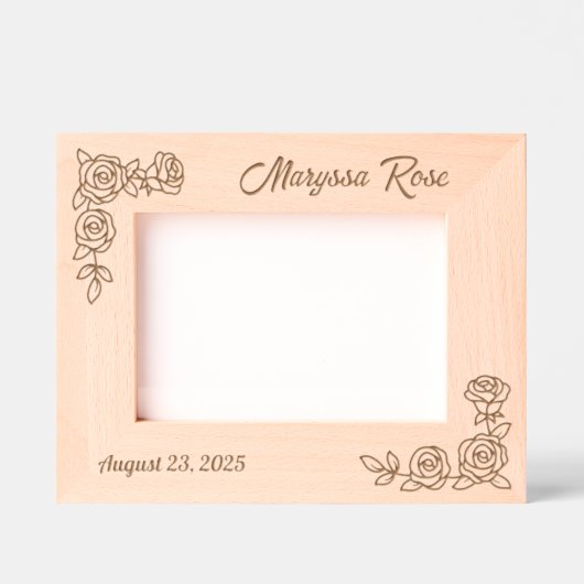 2 Ecke Rose Benutzerdefinierter Text 7x5 Geätzte Rahmen (Vorderseite)