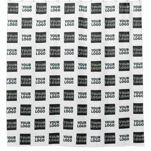 2 Einfaches mehrfaches Logo | weiß Duschvorhang (Vorderseite)