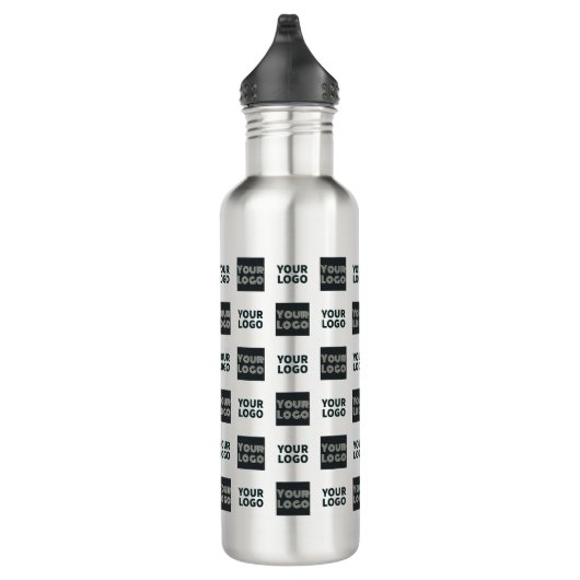 2 Einfaches mehrfaches Logo | weiß Edelstahlflasche (Rechts)