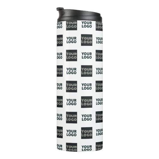 2 Einfaches mehrfaches Logo | weiß Thermosbecher (Nach rechts gedreht)