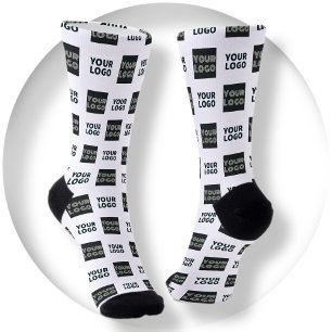 2 Einfaches mehrfaches Logo   Weiße Socken