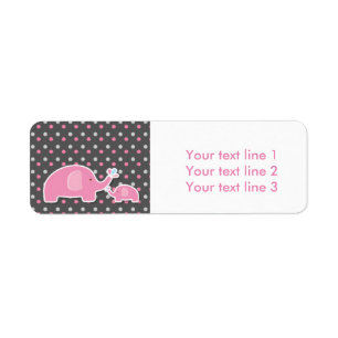 2 Elefanten Baby Shower Pink Moderne Adressetikett
