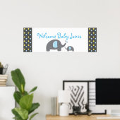 2 Elephant Baby Shower Sprinkle Party Banner Poster (Heimbüro)