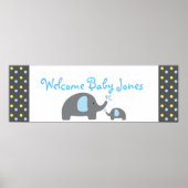 2 Elephant Baby Shower Sprinkle Party Banner Poster (Vorne)