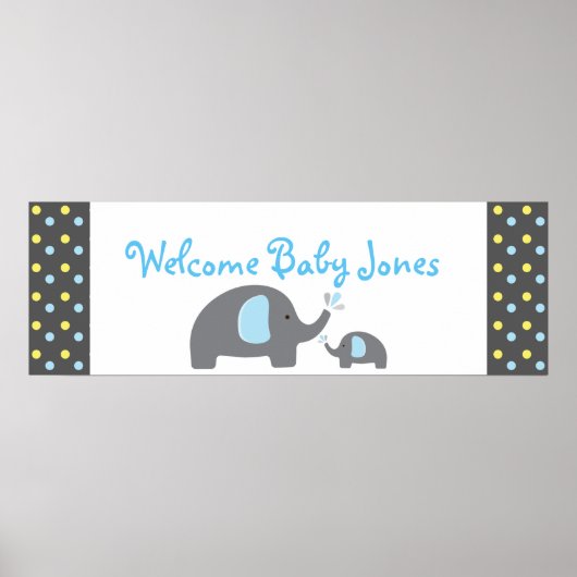 2 Elephant Baby Shower Sprinkle Party Banner Poster (Vorne)