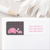 2 Elephants Baby Dusche Rosa Moderne Adressenmarke (Insitu)