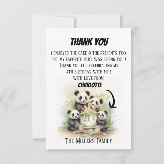 2 Eltern 2 Kinder - Wasserfarbenfamilie Geburtstag Dankeskarte (Vorderseite)