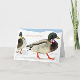 2 Enten mit Glocken in heiligen Späßen Feiertagskarte