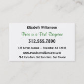 2 Erbsen in einer Pod-Kinderbetreuung/Tageskarte Visitenkarte (Rückseite)