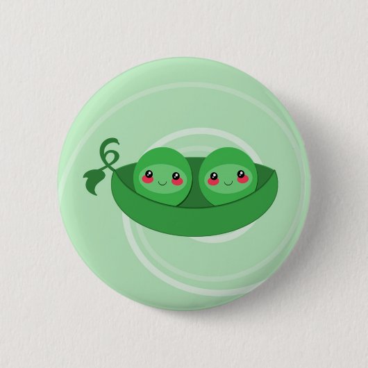 2 ERBSEN in einer SCHOTE - Knopf Button (Vorderseite)