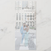 2 Fading Fotos Romantic Heart Script Chic Hochzeit Programm (Vorderseite)