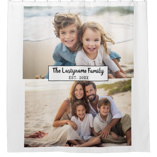 2 Familienname für FotoCollage - Horizontale Bilde Duschvorhang (Vorderseite)
