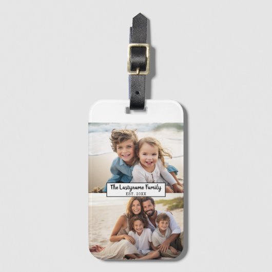 2 Familienname für FotoCollage - Horizontale Bilde Gepäckanhänger (Vorderseite Vertikal)