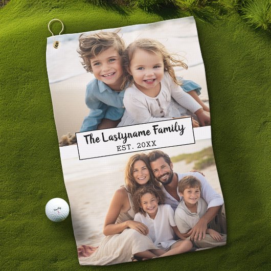 2 Familienname für FotoCollage - Horizontale Bilde Golfhandtuch
