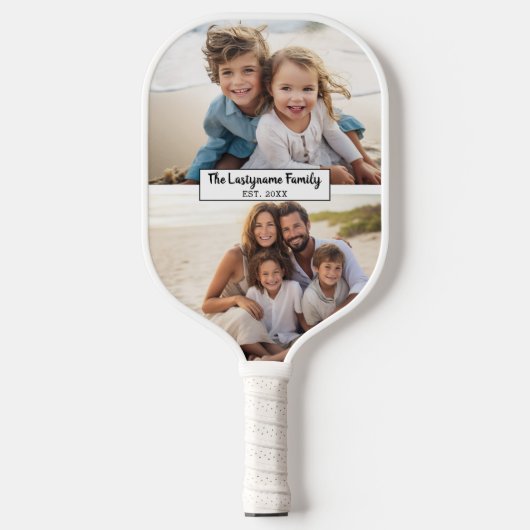 2 Familienname für FotoCollage - Horizontale Bilde Pickleball Schläger (Vorderseite)