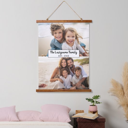 2 Familienname für FotoCollage - Horizontale Bilde Wandteppich Mit Holzrahmen (Schlafzimmer)