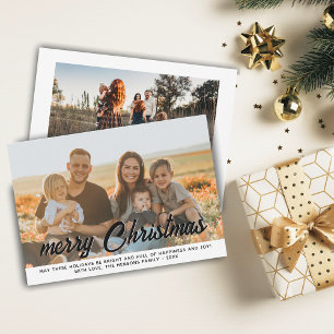 2 Family Photos Merry Christmas Script Feiertagskarte