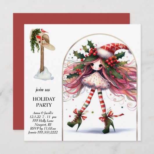 *~* 2 Fantasy Niedlich Sweet Woman Elf Einladung (Vorne/Hinten)