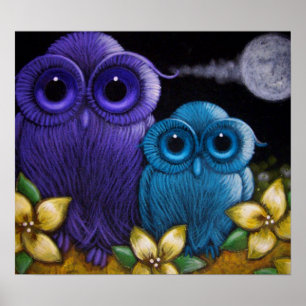 2 FANTASY OWLS Poster