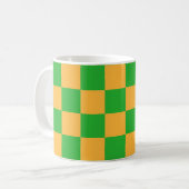 2 Farben Schachbrett-Quadrat-Muster Kaffeetasse (Vorderseite Links)