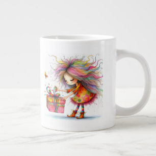 * 2 Farbige Whimsical Weihnachts Mädchen Gesche Jumbo-Tasse