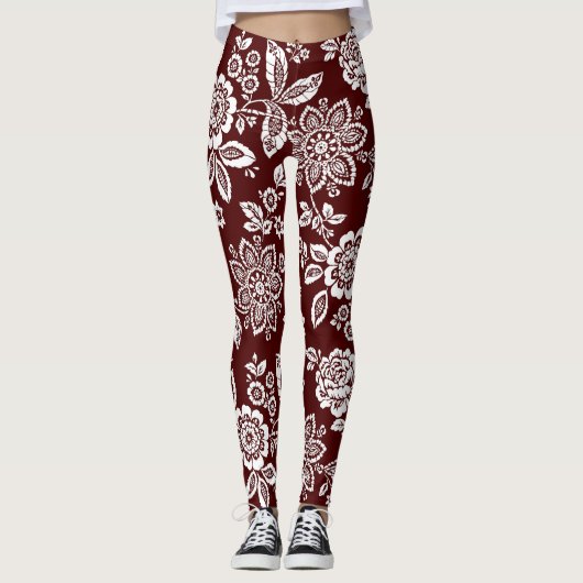 2 - Farbstilisierte Blumen Leggings (Vorderseite)