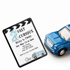 2 Fast 2 Curious, Rennwagen 2. Geburtstag Einladung