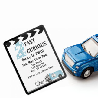 2 Fast 2 Curious, Rennwagen 2. Geburtstag Einladung