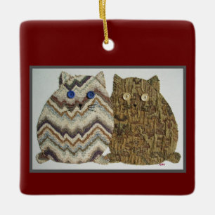 2 Fat Cats #1 Keramikornament