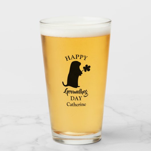 2. Februar | Happy Groundhog Day Personalisiert Na Glas (Vorne (Gefüllt))