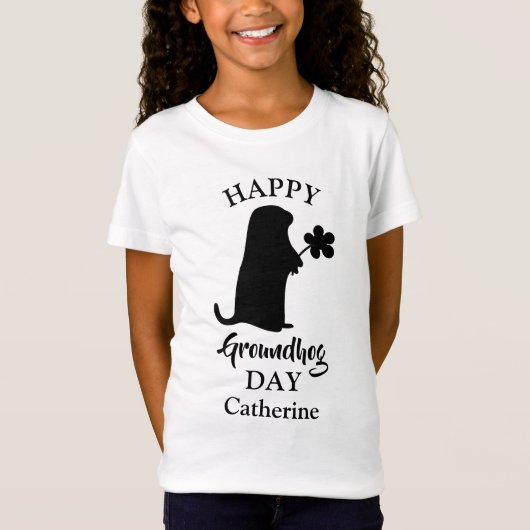 2. Februar | Happy Groundhog Day Personalisiert Na T-Shirt (Vorderseite)