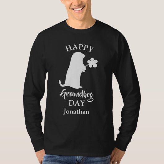 2. Februar | Happy Groundhog Day Personalisiert Na T-Shirt (Vorderseite)