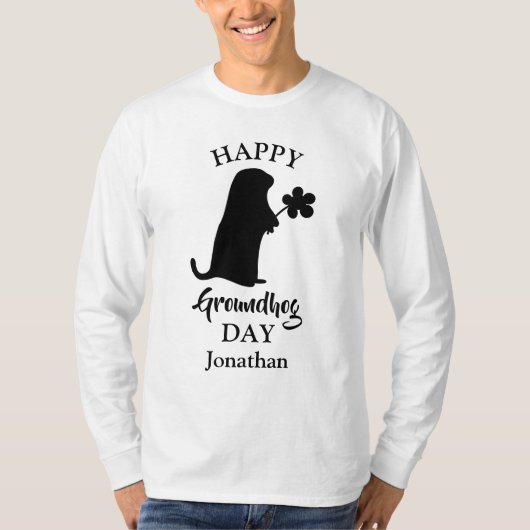 2. Februar | Happy Groundhog Day Personalisiert Na T-Shirt (Vorderseite)