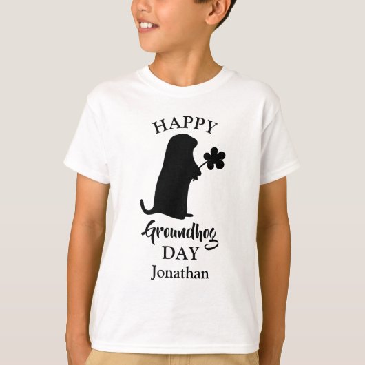 2. Februar | Happy Groundhog Day Personalisiert Na T-Shirt (Vorderseite)