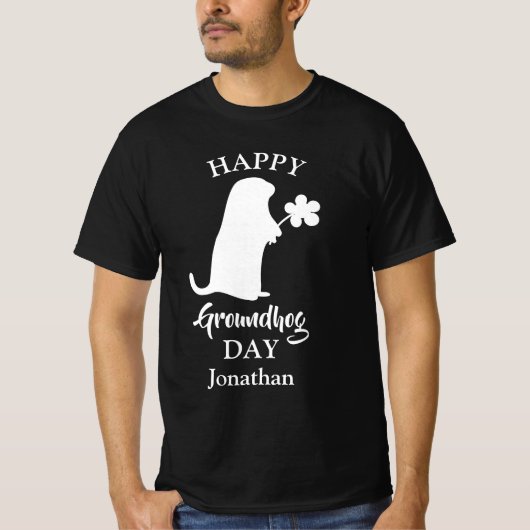 2. Februar | Happy Groundhog Day Personalisiert Na T-Shirt (Vorderseite)