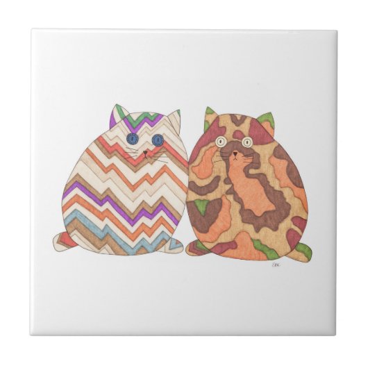 2 Fett Katzen #1 Tile Fliese (Vorderseite)