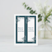 2 Filigree Navy/White Wedding Lesezeichen Postkarte (Stehend Vorderseite)