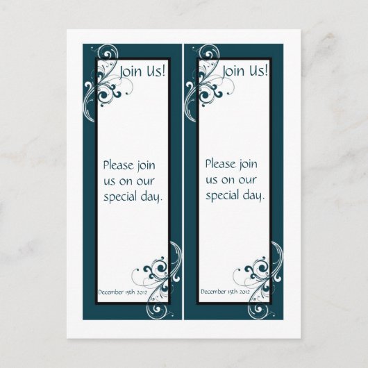 2 Filigree Navy/White Wedding Lesezeichen Postkarte (Vorderseite)