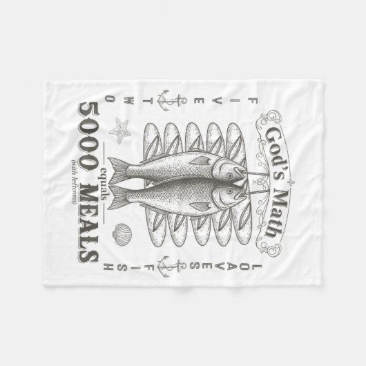 2 Fishes 5 Breads Jesus Feeds The 5000 Christian B Fleecedecke (Vorderseite (Horizontal))