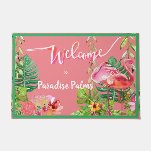 2 Flamingo Paradise Beach House Doormat Fußmatte (Vorderseite)