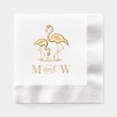 2 Flamingos Couple Wedding 2 Initial Monogram Servietten Mit Folie (Vorderseite)